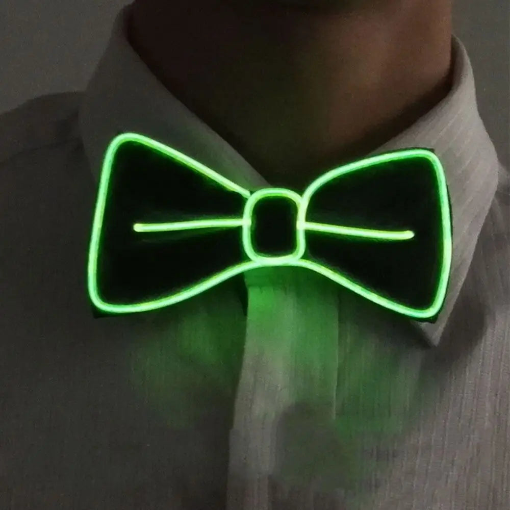 LED Light Up Suspenders & Bow Tie Set – Glow Party Props LED Party Suspenders PLUSH green-Bow Tie