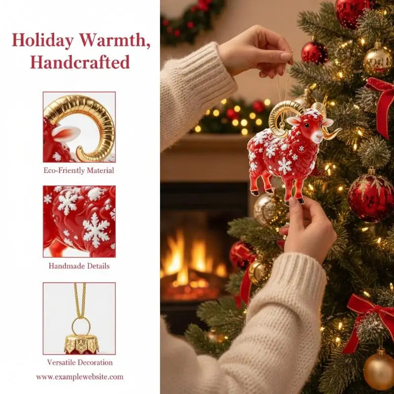 Acrylic Chinese Zodiac Goat Hanging Ornament Red Gold Holiday Hanging Ornament PLUSH