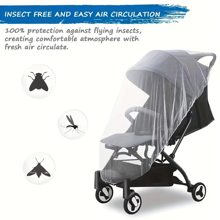 White Stretchy Mosquito Net for Stroller & Crib | 74x55cm Baby Mosquito Net PLUSH white