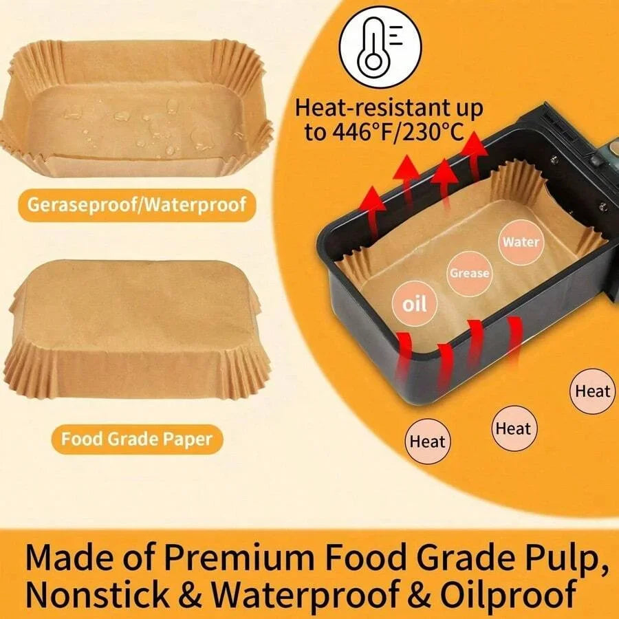 50–200pcs Disposable Rectangle Air Fryer Liner Baking Paper Mats Air Fryer Liner Paper PLUSH
