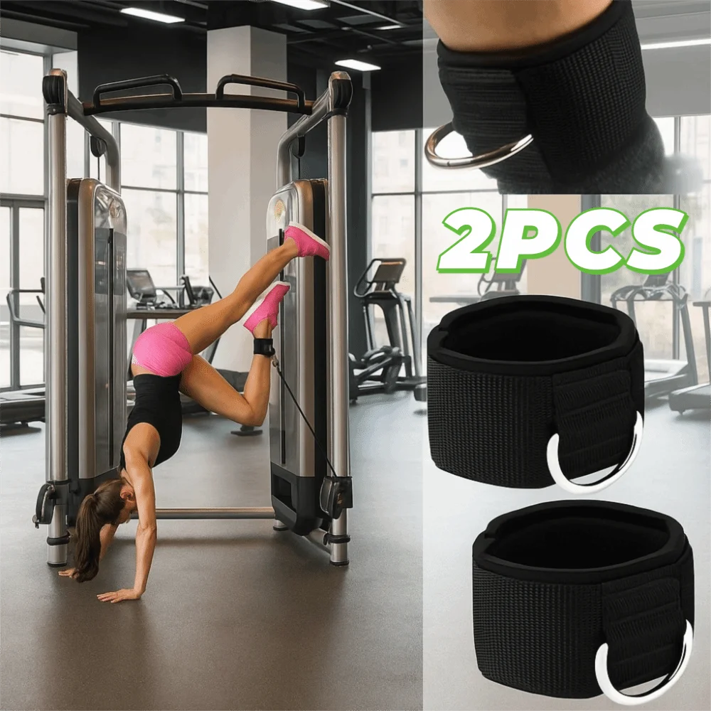 2pcs D-Ring Ankle Cuff Straps – Adjustable Gym Training Brace Ankle Cuff Straps PLUSH