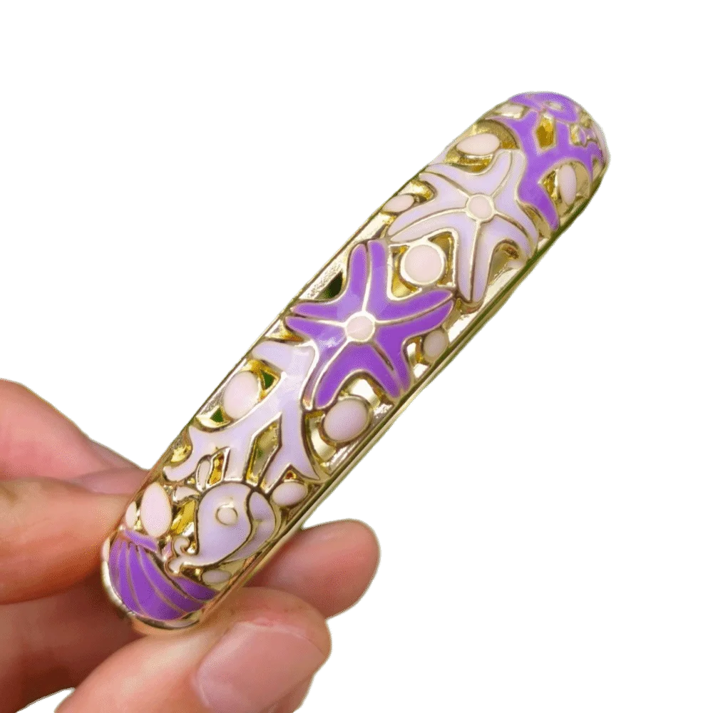 Starfish Cloisonné Enamel Bangle | Vintage Bohemian Women's Bracelet Enamel Bangle Bracelet PLUSH 6