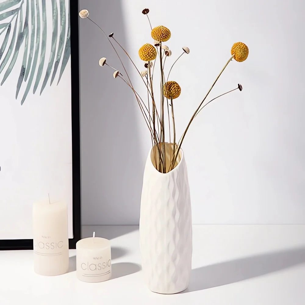 Nordic Plastic Vase – Modern Flower Pot for Home Décor Decorative Vase PLUSH C