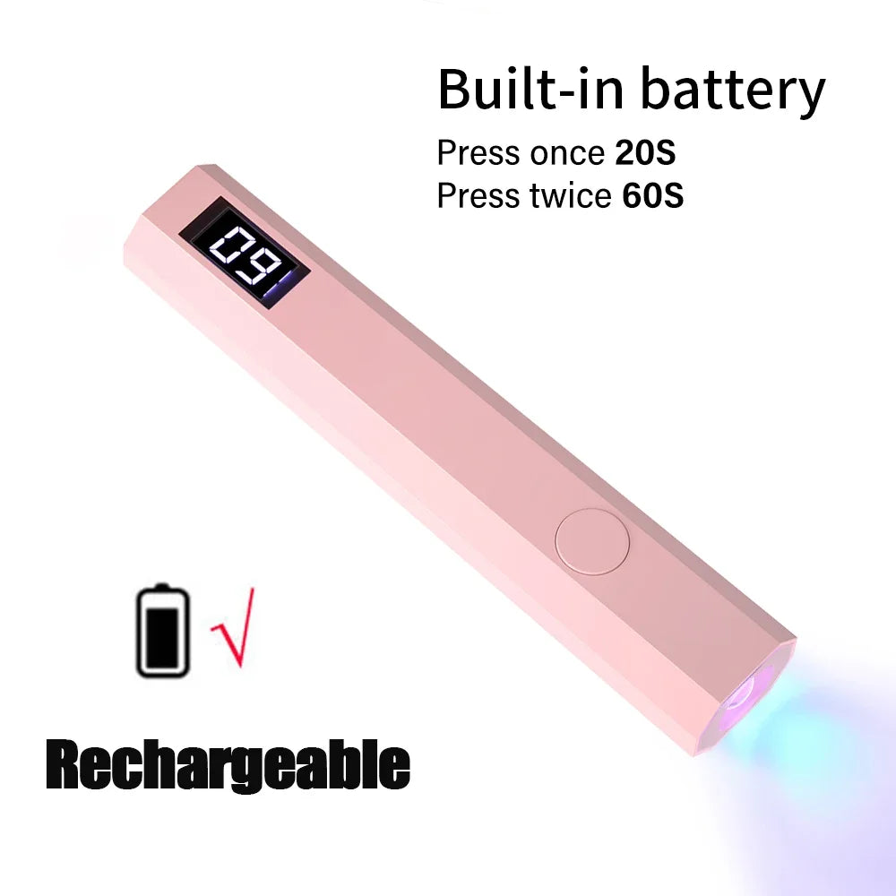 Portable UV LED Nail Lamp Pen – Rechargeable Mini Nail Dryer UV LED Nail Lamp PLUSH Pink