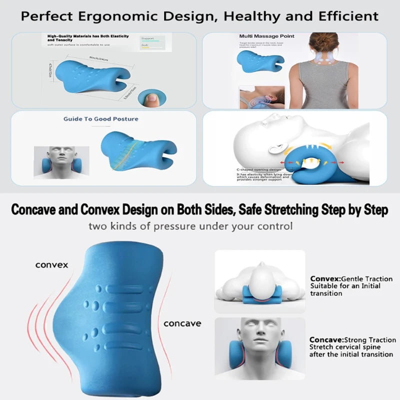Neck Stretcher Traction Pillow – Ergonomic Shoulder Massager Neck Traction Pillow PLUSH