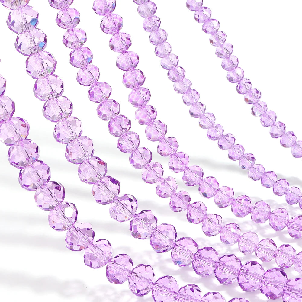 Purple Crystal Glass Rondelle Spacer Beads 3–10mm | DIY Jewelry Crystal Spacer Beads PLUSH