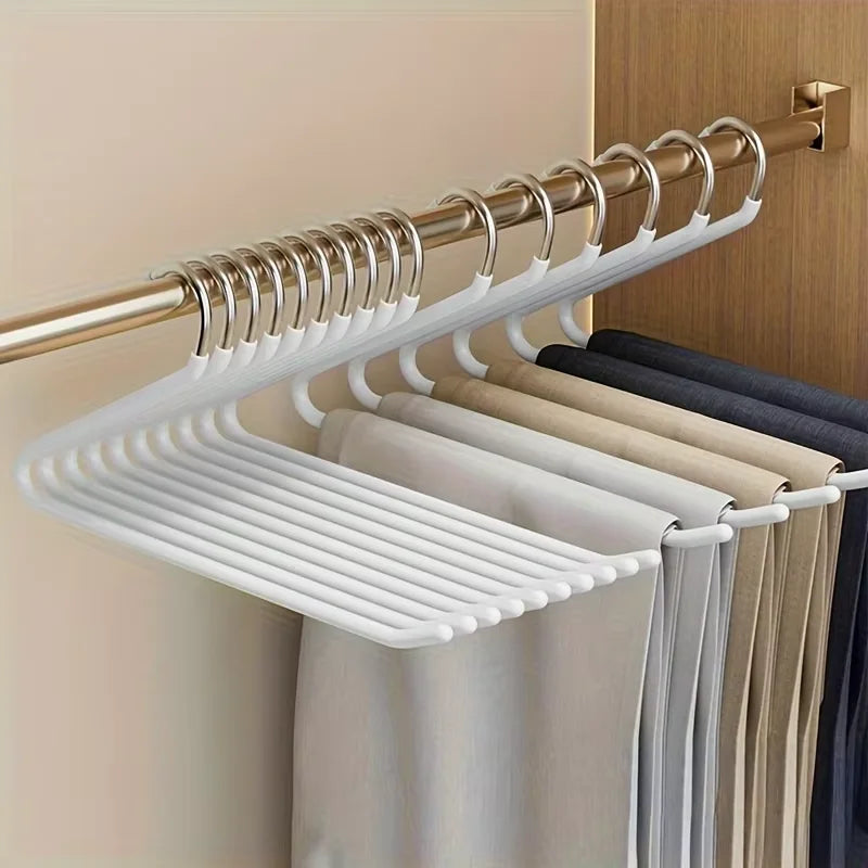 10pcs Z-Shape Metal Pants Hangers | Space-Saving Closet Organizer Pants Hanger Set PLUSH