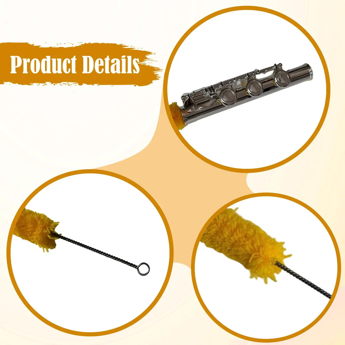 Flexible Saxophone & Flute Cleaning Brush – Soft Swab Kit Instrument Cleaning Brush PLUSH