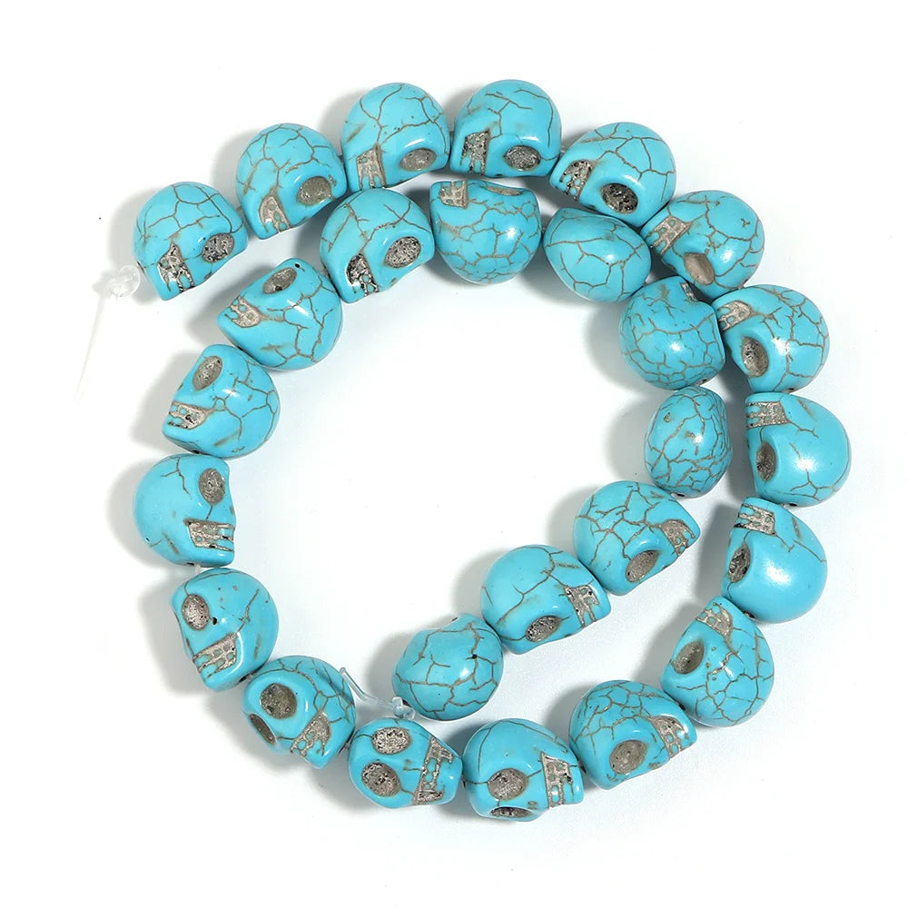 Turquoise Howlite Skull Beads | Natural Stone DIY Jewelry Spacers Natural Stone Beads PLUSH 15mm
