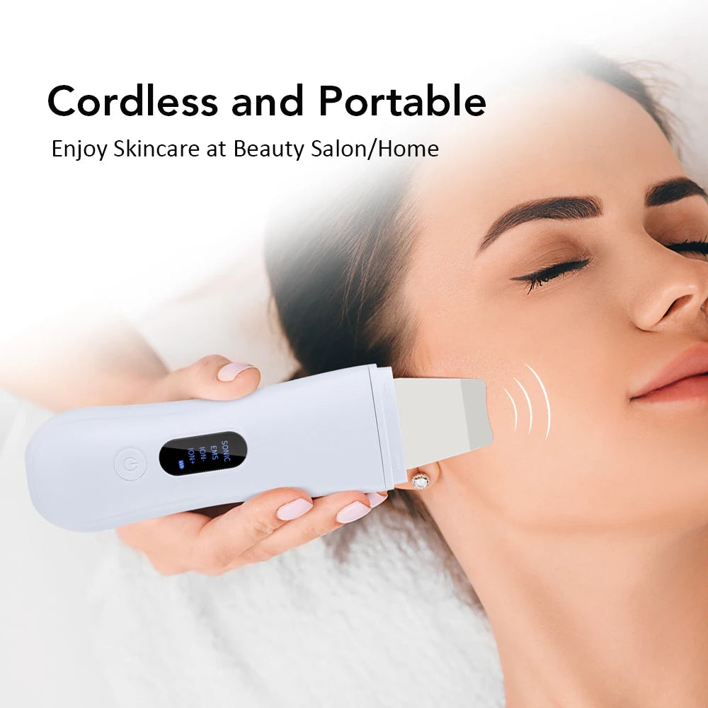Ultrasonic Skin Scrubber Spatula – 4-Mode Deep Face Cleansing Facial Cleansing Device PLUSH