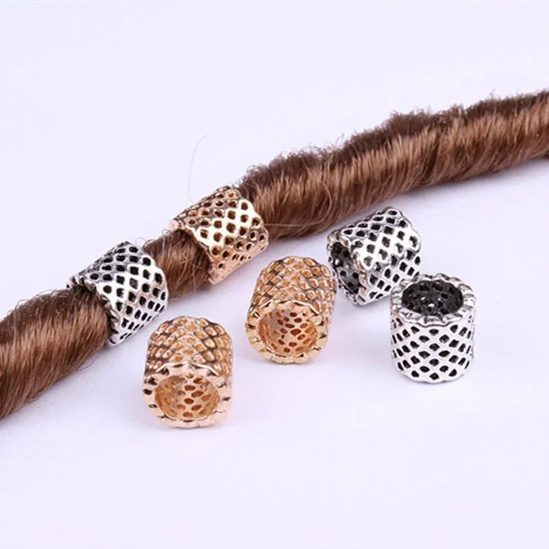 5pcs Viking Dreadlock Beads – Antique Silver & Gold Hair Rings Hair Braid Beads PLUSH