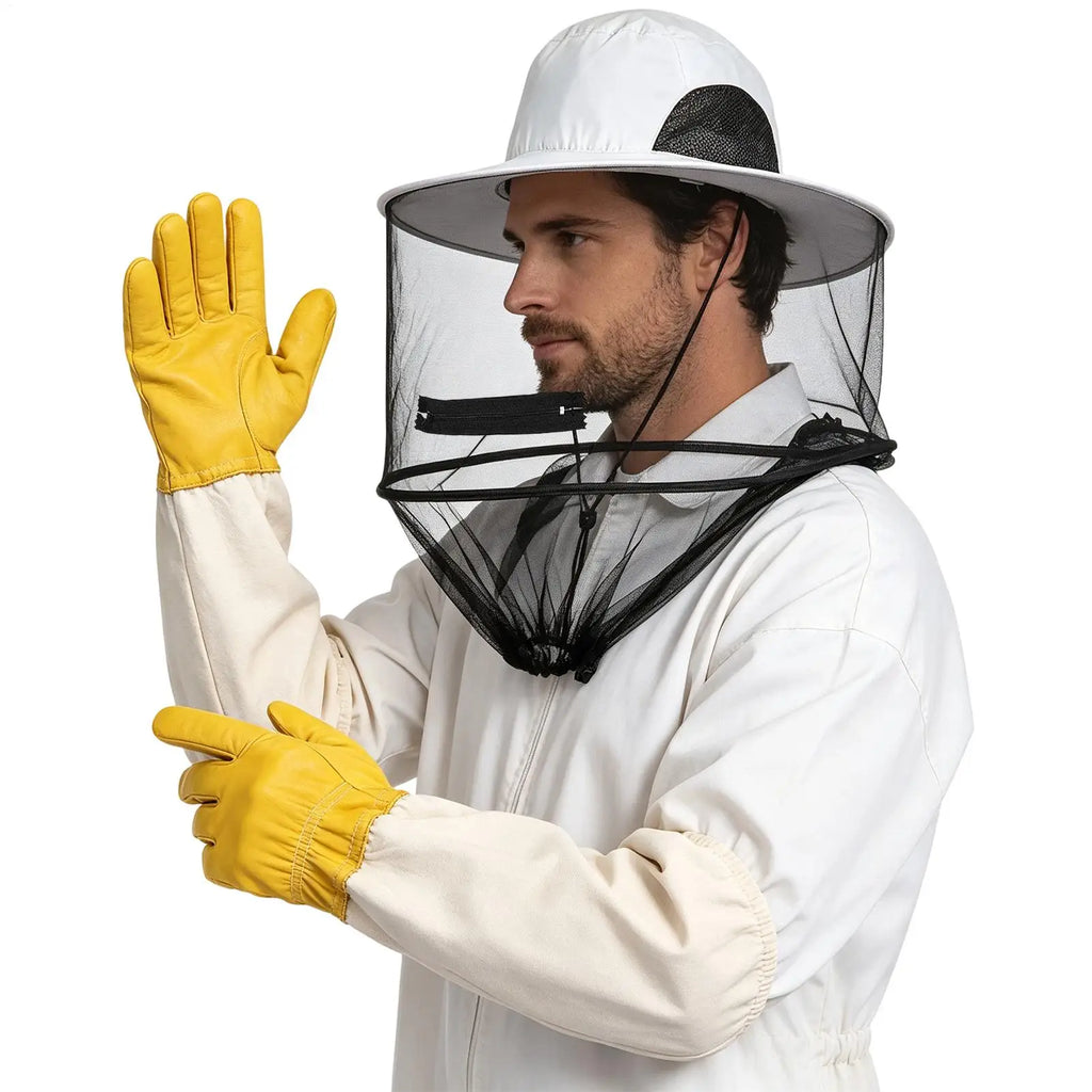 Beekeeping Hat & Gloves Set – Mesh Veil Protective Gear Beekeeping Protective Set PLUSH