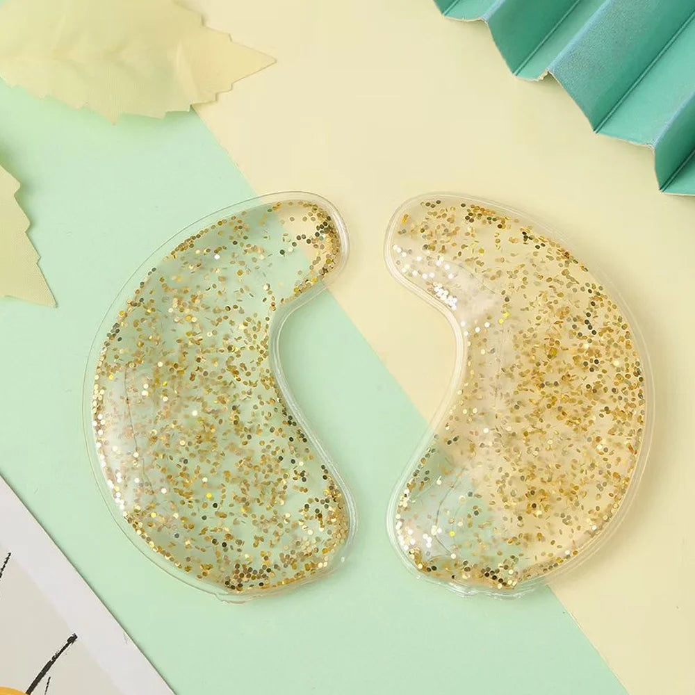 Reusable Hot & Cold Gel Eye Mask – Cooling Ice Eye Patches Gel Eye Mask PLUSH Golden