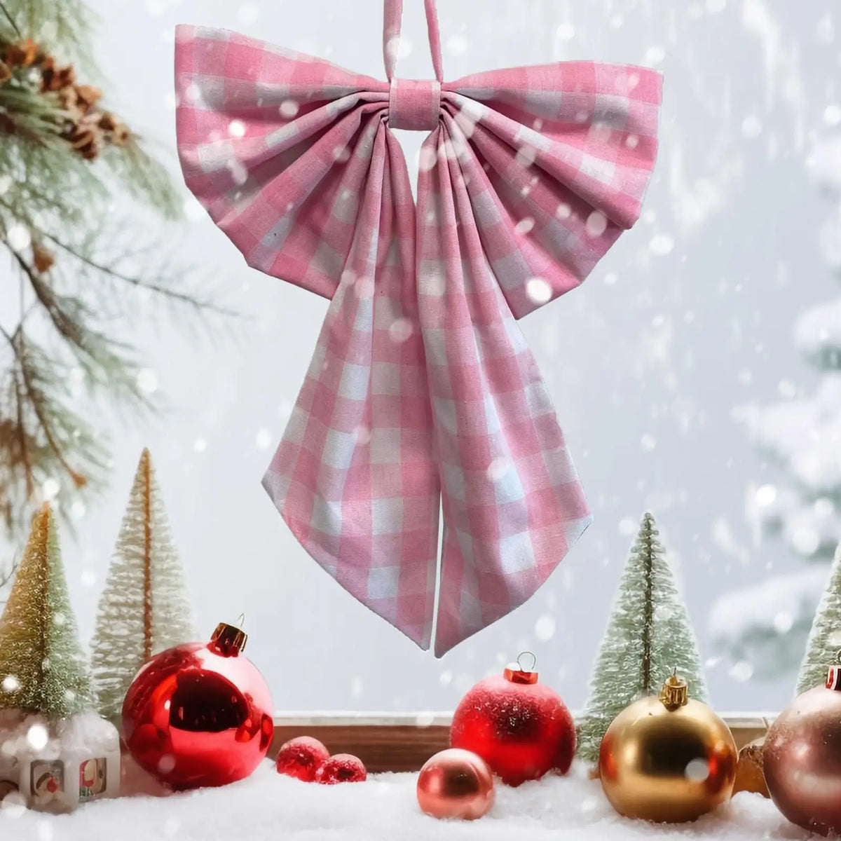 Large Christmas Bow Wreath Topper – Door & Wall Décor 1pc Christmas Bow Decor PLUSH