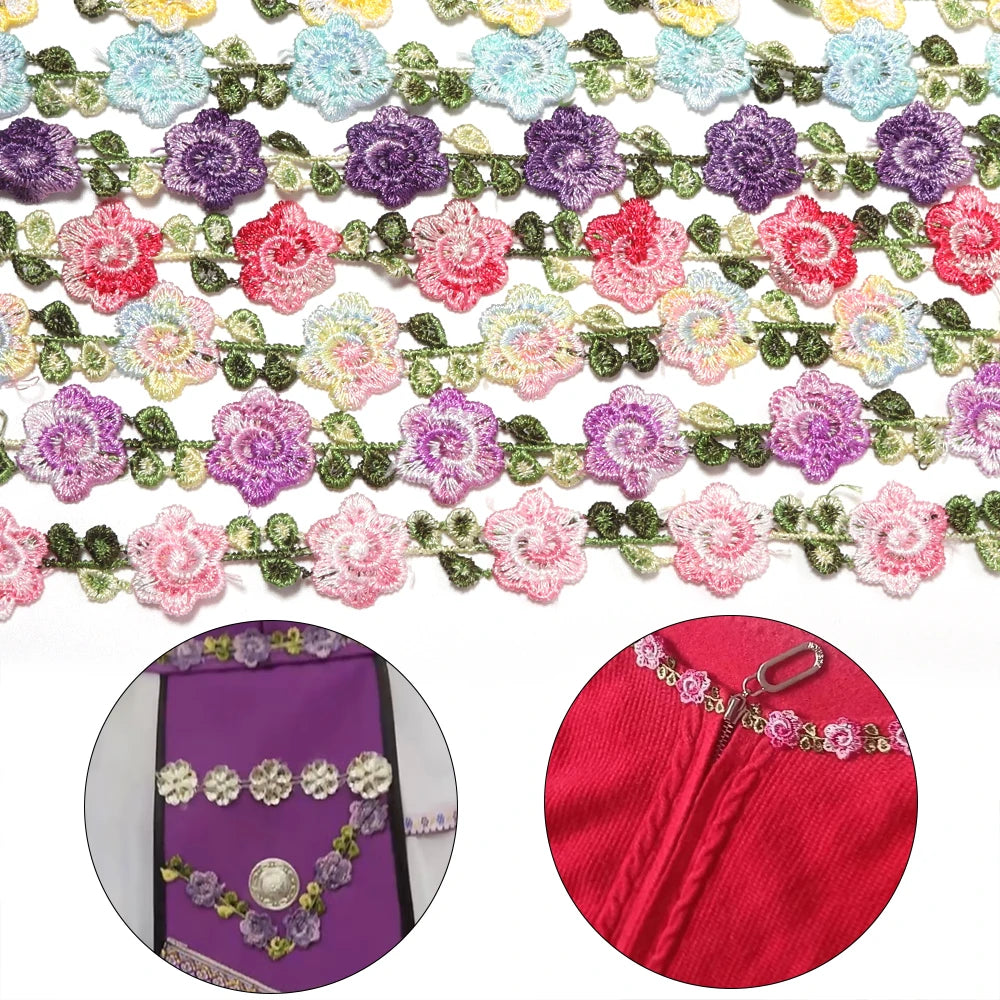 2 Yards Colorful Embroidery Flower Lace Trim for DIY Sewing Embroidery Lace Trim PLUSH