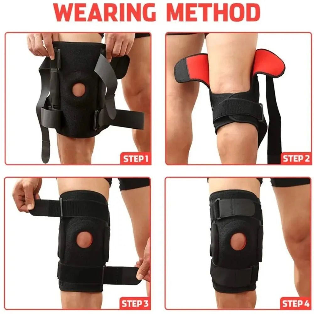 Compression Knee Brace – Open Patella, Dual Hinges & Adjustable Knee Brace Sleeve PLUSH