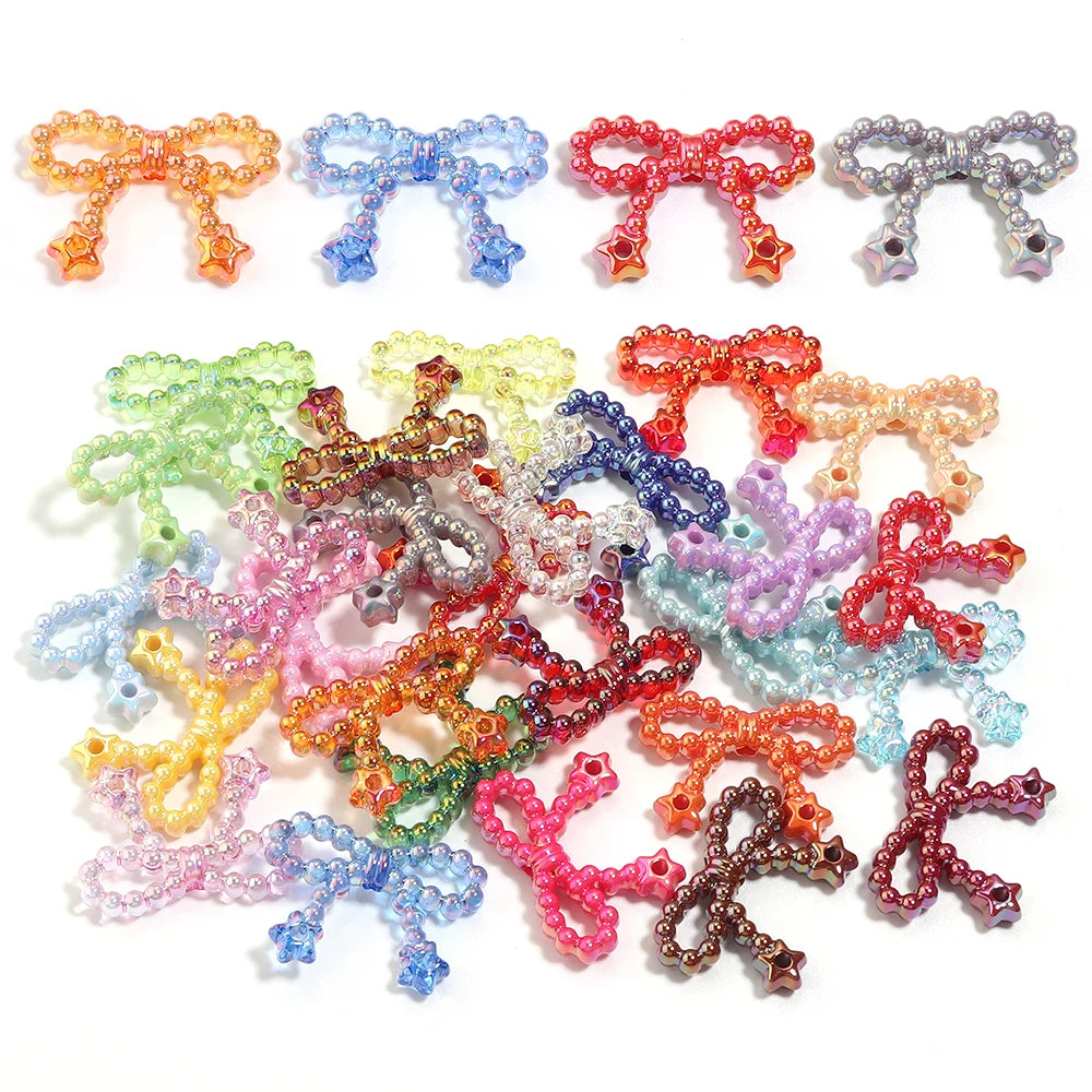 10pcs Bowknot Acrylic Spacer Beads – Bow Charms for DIY Jewelry Acrylic Spacer Beads PLUSH