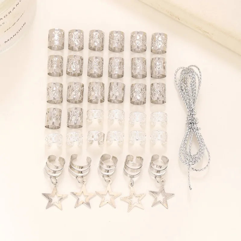 36pcs Star Hair Braid Rings – DIY Dreadlock Bead Clips Hair Braid Rings PLUSH