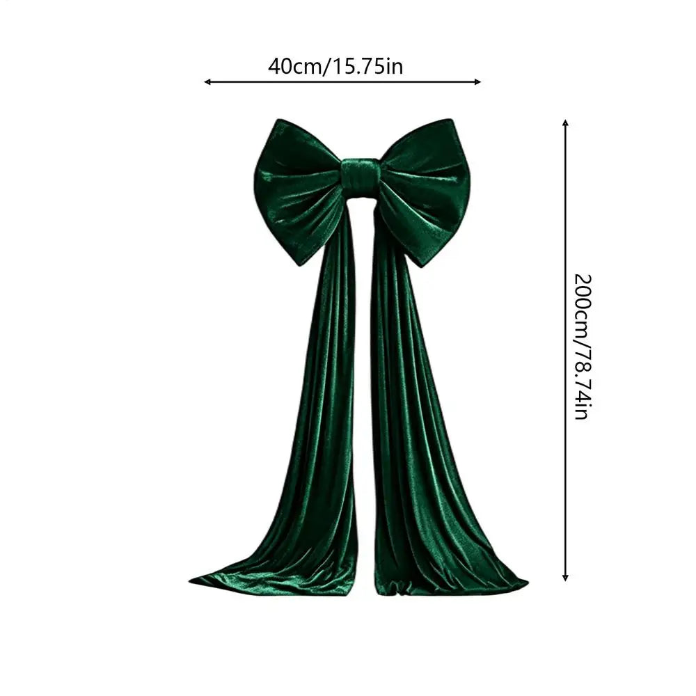 Extra-Large Velvet Christmas Tree Bow – Green & Pink Holiday Christmas Tree Bow PLUSH Green 200cm