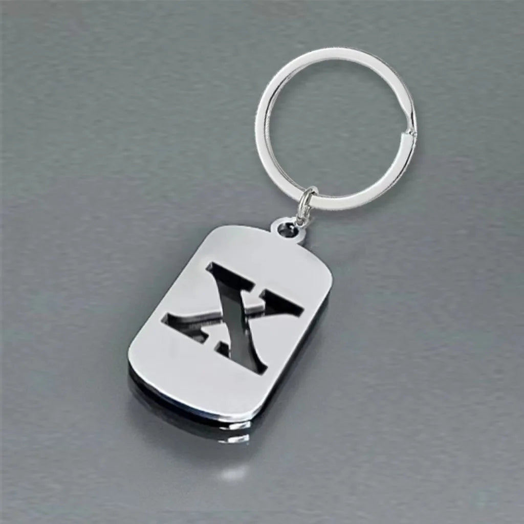 Stainless Steel Initial Letter Keychain – Men's Bag Pendant Letter Keychain PLUSH X