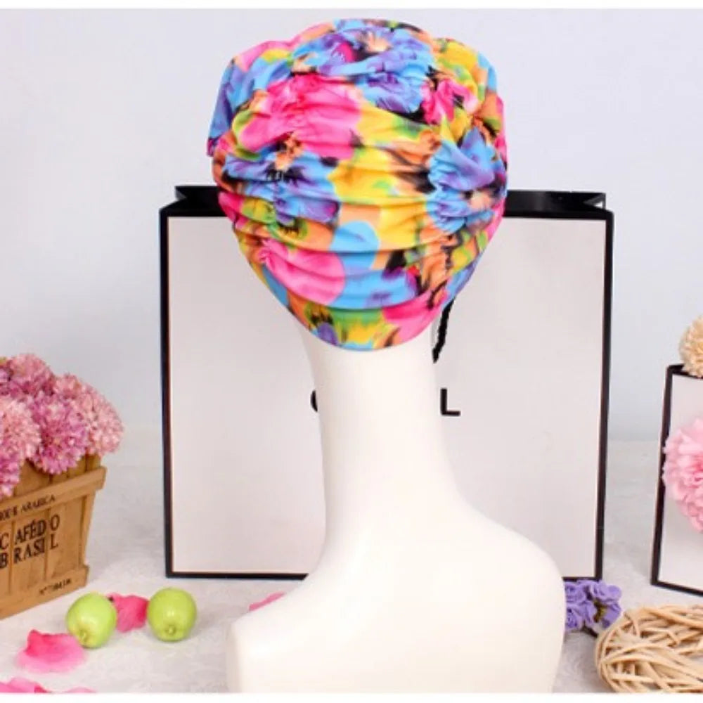 Printed Fabric Oversized Swimming Cap – Quick Dry, Free Size Swim Cap PLUSH