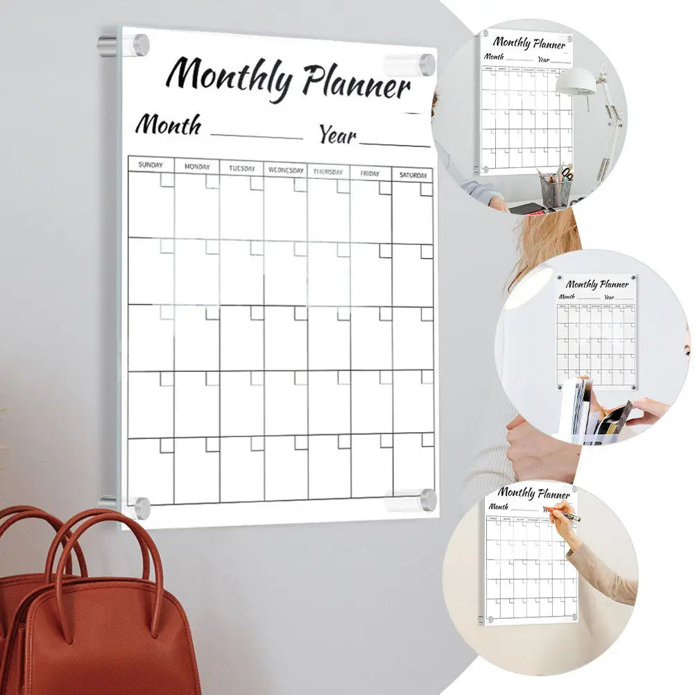 Wall-Mounted Clear Acrylic Erasable Memo & Message Board Acrylic Memo Board PLUSH