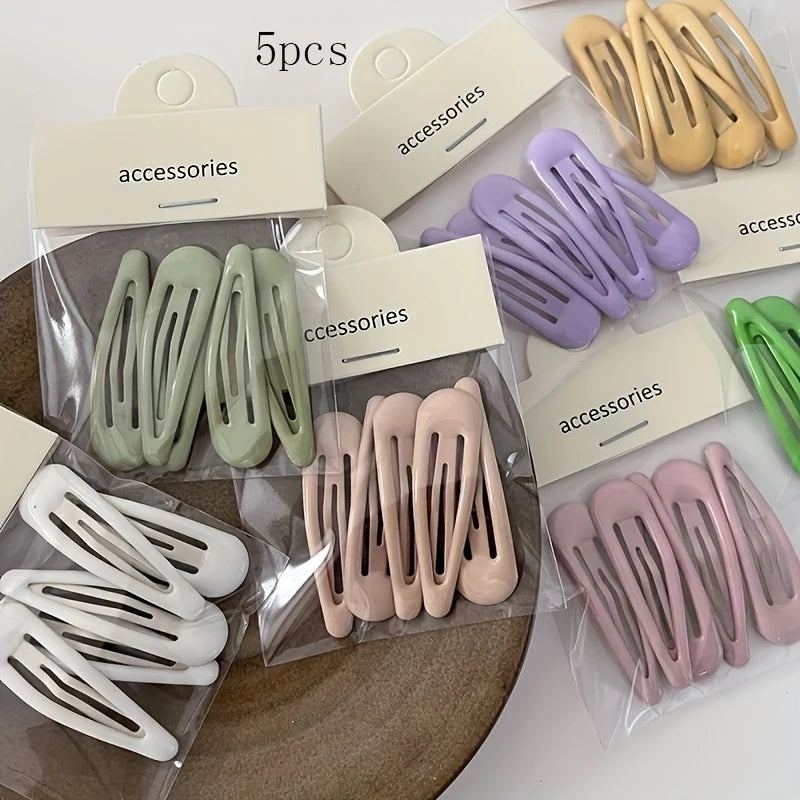 5pcs Colorful Heart BB Hair Clips – Cute Girly Bangs Clips Hair Clips PLUSH