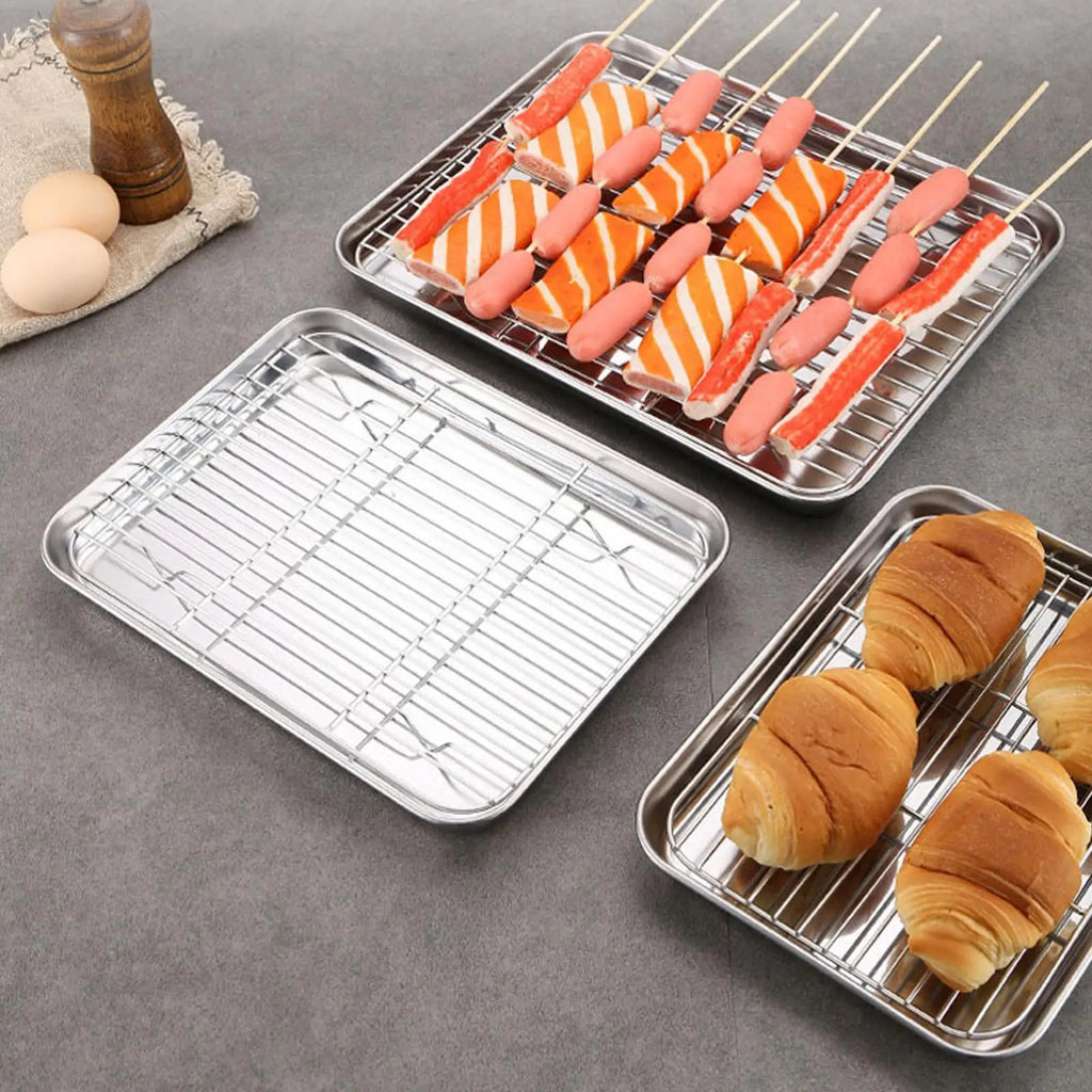 Stainless Steel Baking Tray with Removable Cooling Rack Set Baking Pan Set PLUSH