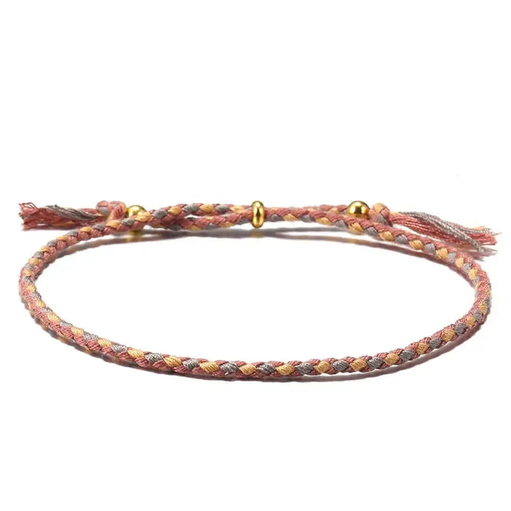 Adjustable Woven Bracelet – Colorful Bohemian Braid Charm Woven Charm Bracelet PLUSH B