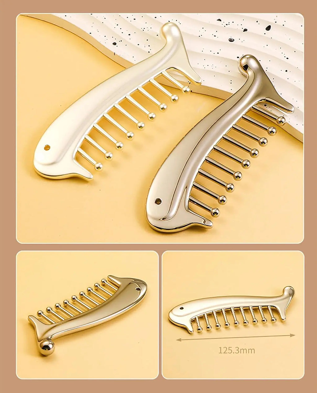 Stainless Steel Scalp Massager Comb & Gua Sha Tool Manual Massage Tool PLUSH