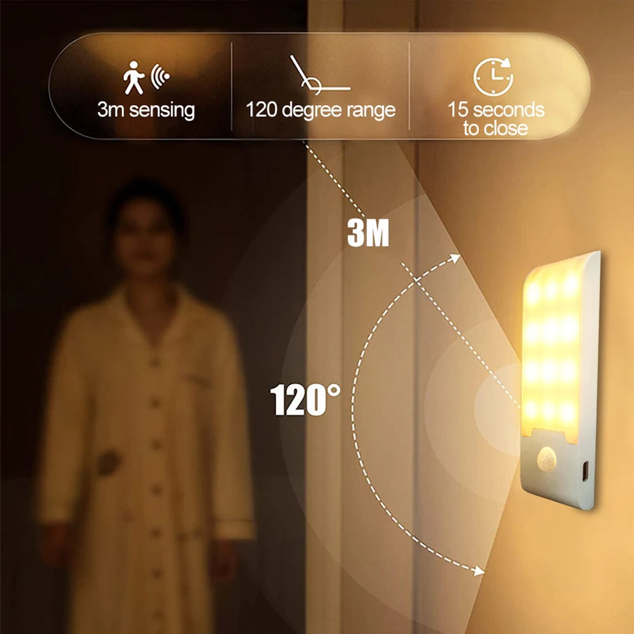 12 LED Motion Sensor Night Light USB Rechargeable Cabinet Lamp Motion Sensor Night Light PLUSH