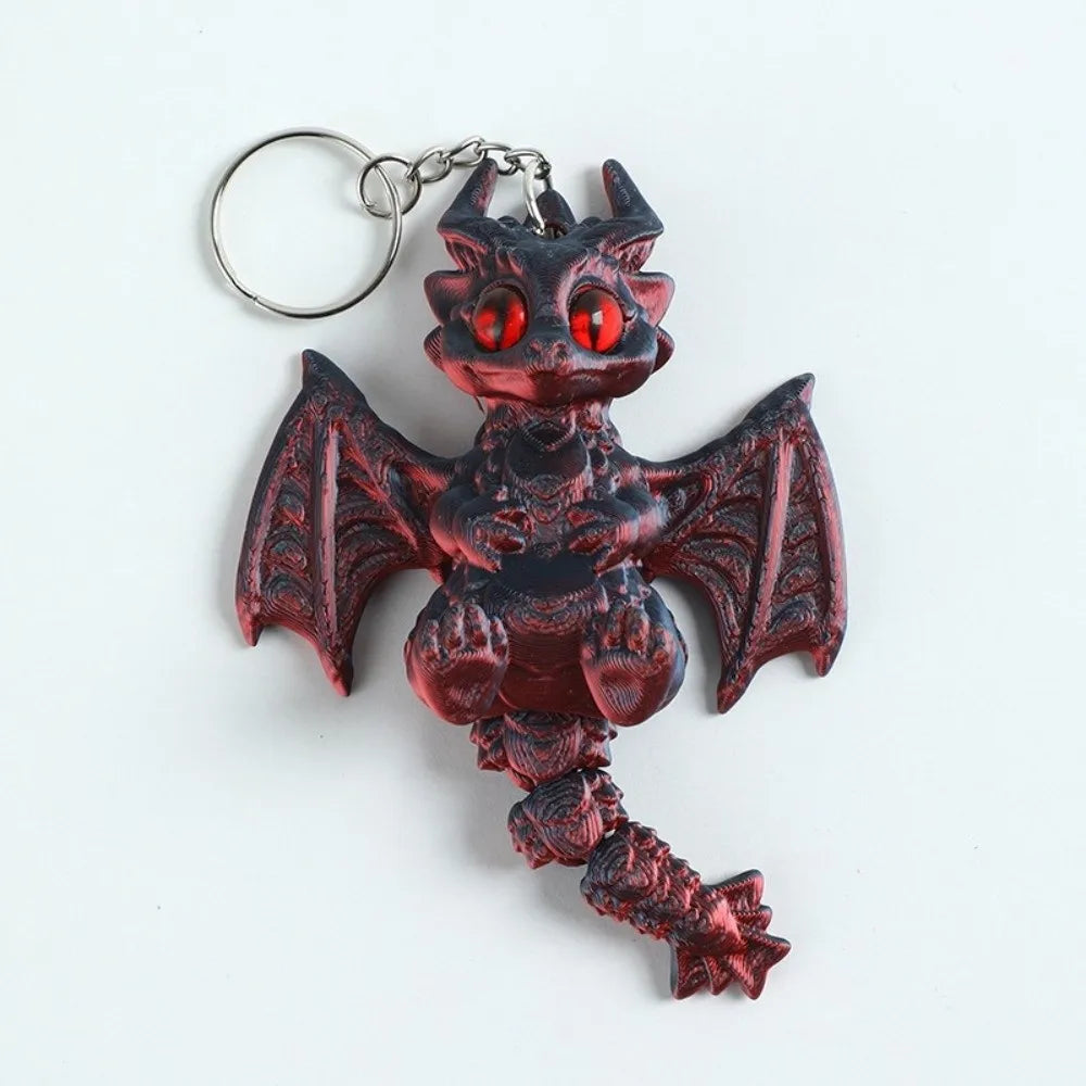 3D Printed Dragon Keychain – Articulated Gradient Keyring Novelty Keychain PLUSH