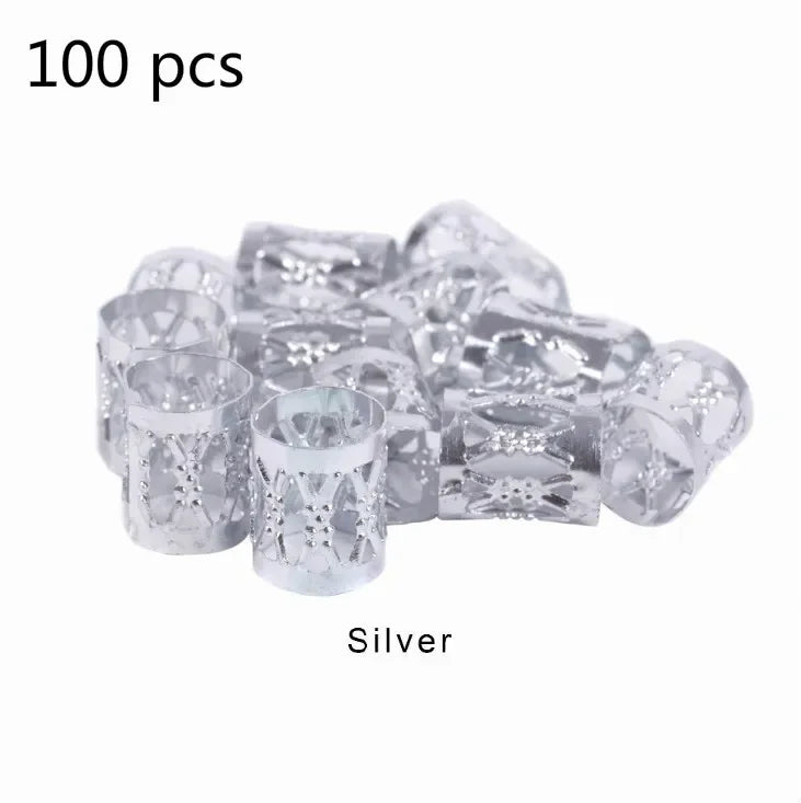 Dreadlock Beads & Braid Cuffs – 50–200pcs Micro Hair Rings Hair Braid Cuffs PLUSH 100pcs NO.1