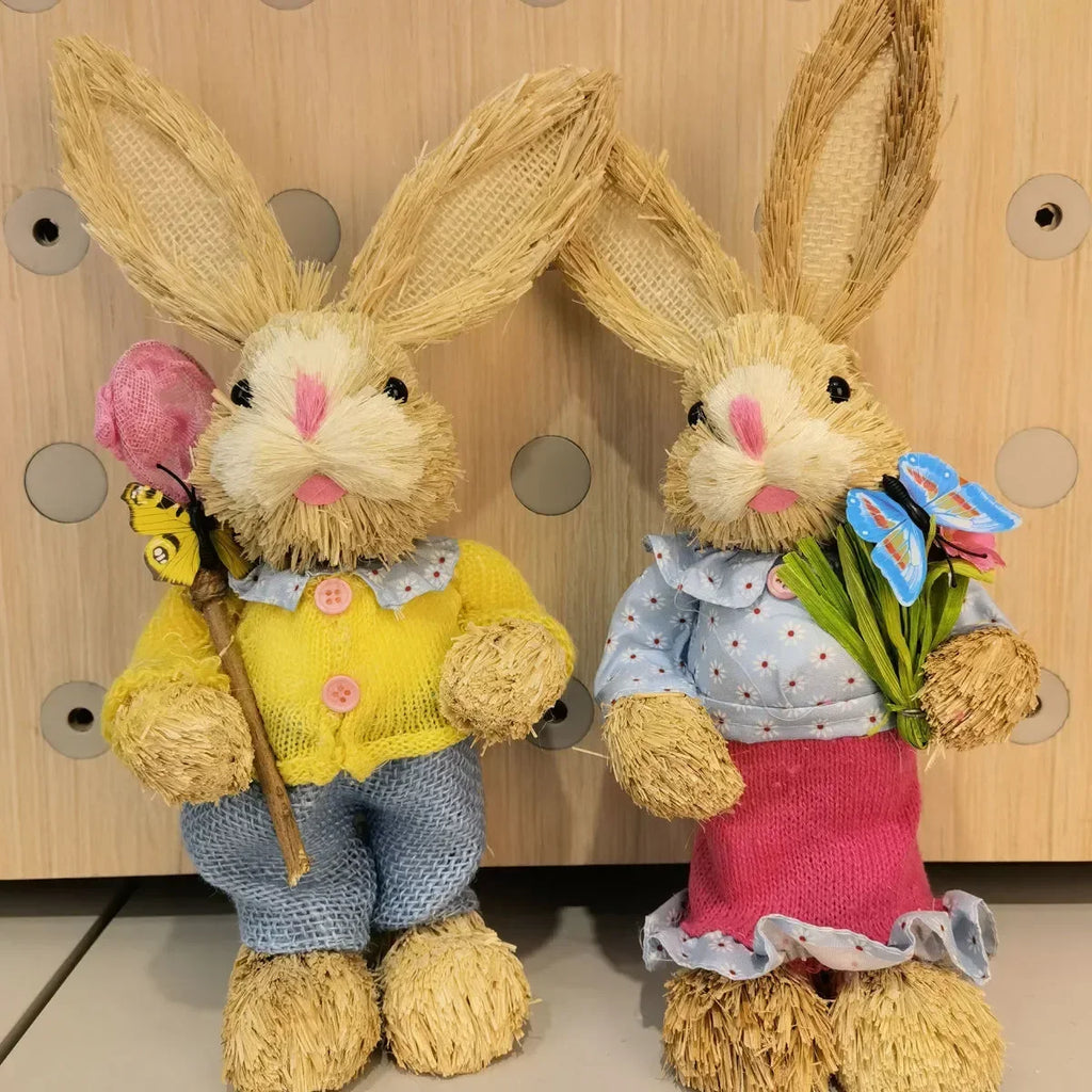 Straw Bunny Rabbit Ornaments – Easter Home Garden Decor | Buy 1 Get 1 Easter Bunny Ornament PLUSH