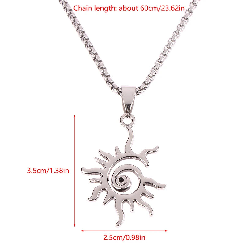 Sun Flame Hollowed Titanium Steel Pendant Necklace | Punk Style Pendant Necklace PLUSH