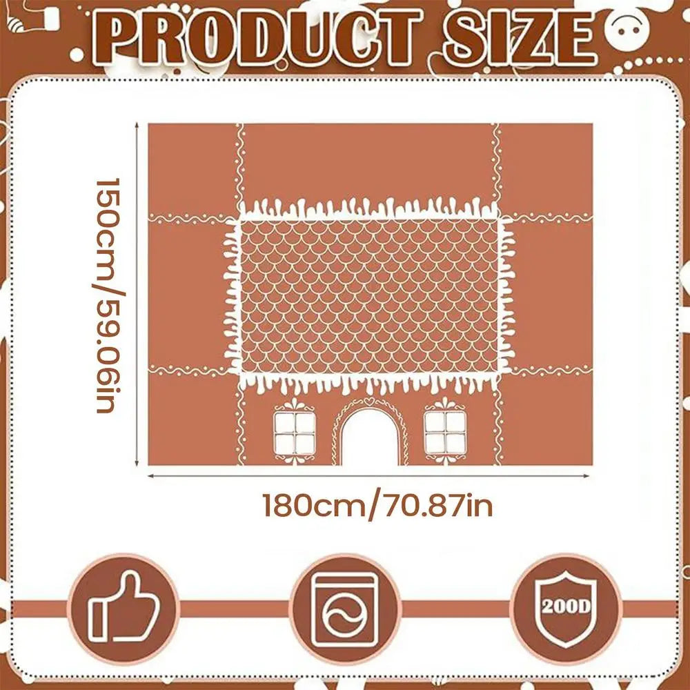 Christmas Gingerbread House Tablecloth | Festive Holiday Table Cover Holiday Tablecloth PLUSH 59x71inch