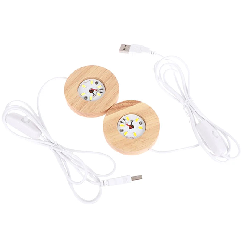 Wooden LED Light Display Base for Crystal Ball & Décor LED Display Base PLUSH