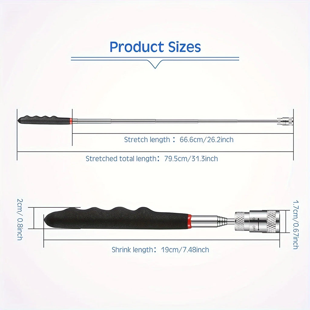 Telescopic Magnetic Pick-Up Tool with LED Light | Extendable Rod Magnetic Pick-Up Tool PLUSH