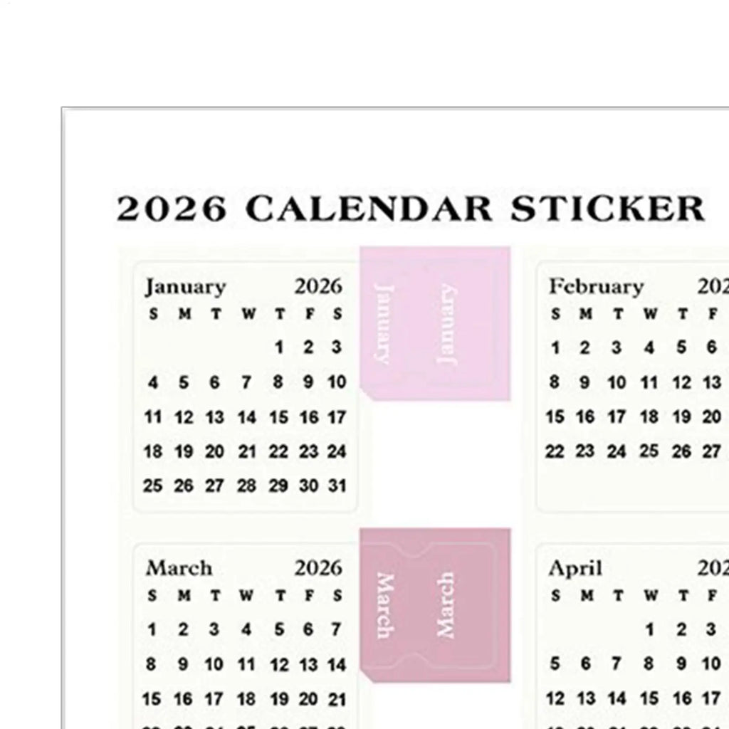 2026 Monthly Calendar Planner Stickers – Journal & Scrapbook Planner Sticker Labels PLUSH