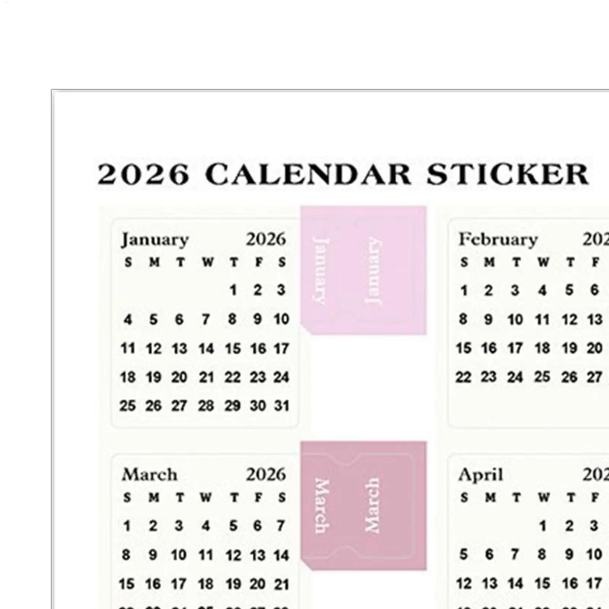 2026 Monthly Calendar Planner Stickers – Journal & Scrapbook Planner Sticker Labels PLUSH