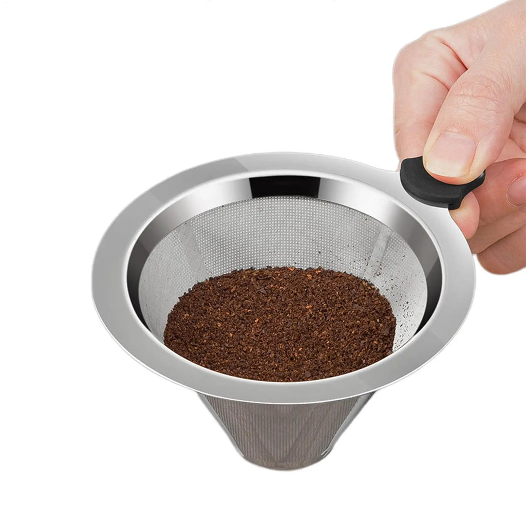 Stainless Steel Pour Over Coffee Filter – Reusable Double Layer Pour Over Coffee Filter PLUSH