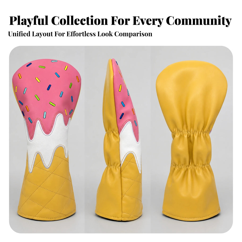 Ice-Cream Design Golf Club Headcover | PU Faux Leather Golf Club Headcover PLUSH