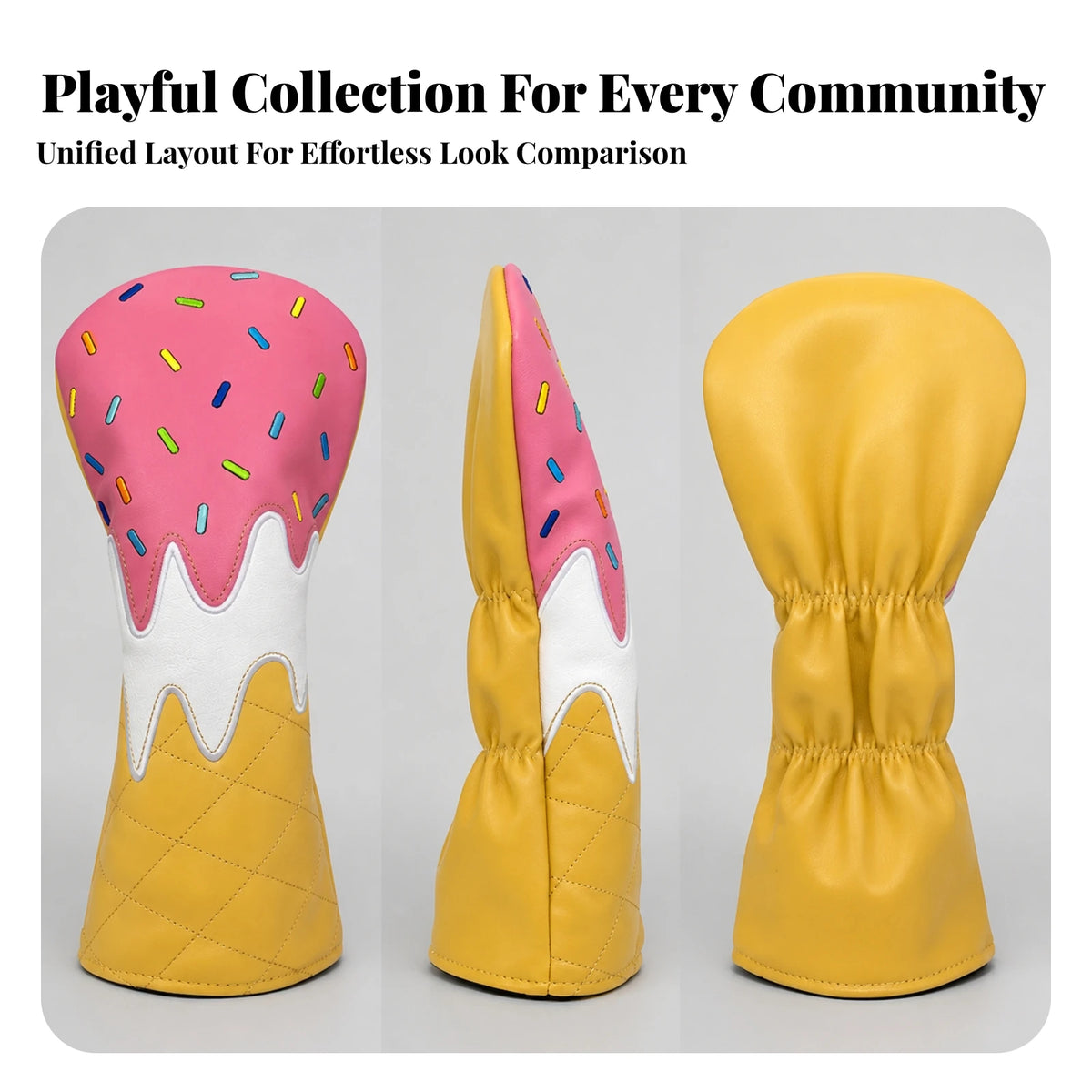 Ice-Cream Design Golf Club Headcover | PU Faux Leather Golf Club Headcover PLUSH