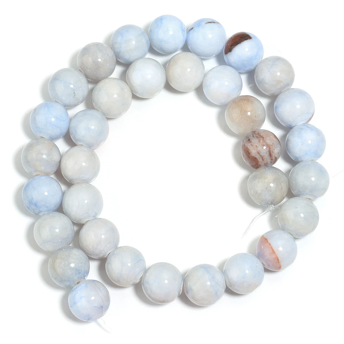 Blue Stripe Persian Jade Round Stone Beads for DIY Jewelry Natural Stone Beads PLUSH 12mm hole 1.5mm lenghth 38cm