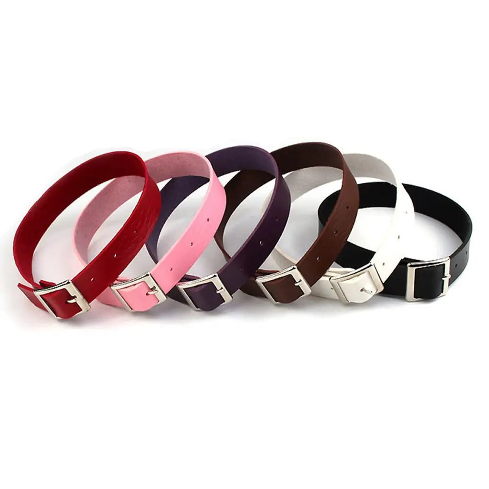 Gothic Harajuku PU Leather Buckle Choker Collar Necklace Choker Collar Necklace PLUSH