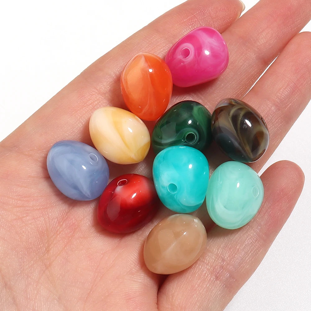 20pcs Marbled Oval Acrylic Spacer Beads 13x16.5mm Big Hole DIY Acrylic Spacer Beads PLUSH