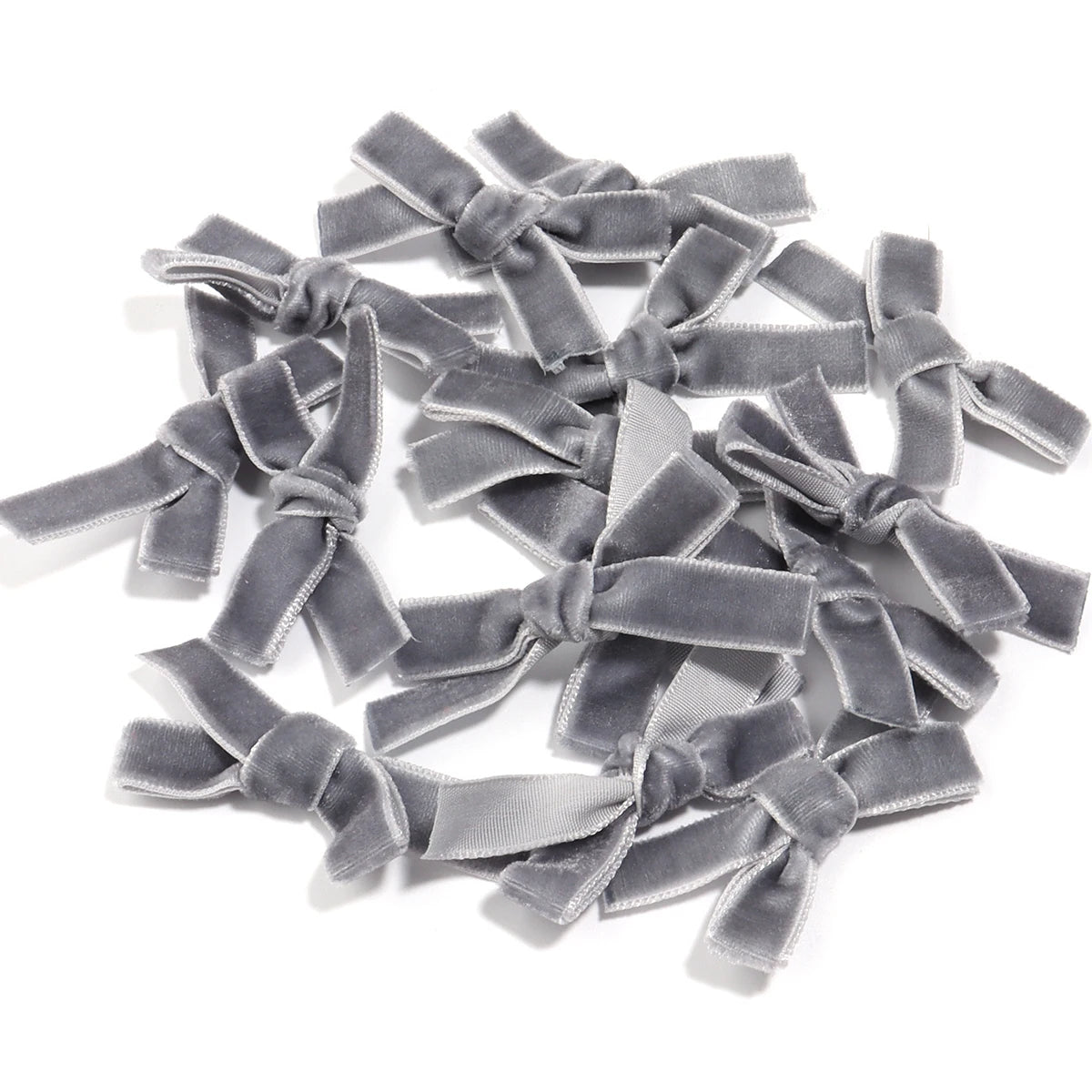 10pcs Velvet Ribbon Bows – Colourful DIY Craft Bowknots Craft Bow Embellishments PLUSH Gray