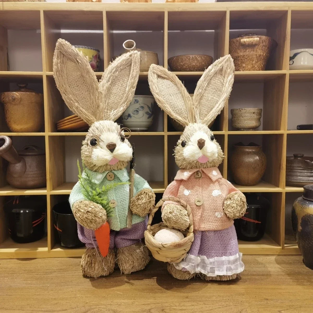 Straw Bunny Rabbit Ornaments – Easter Home Garden Decor | Buy 1 Get 1 Easter Bunny Ornament PLUSH