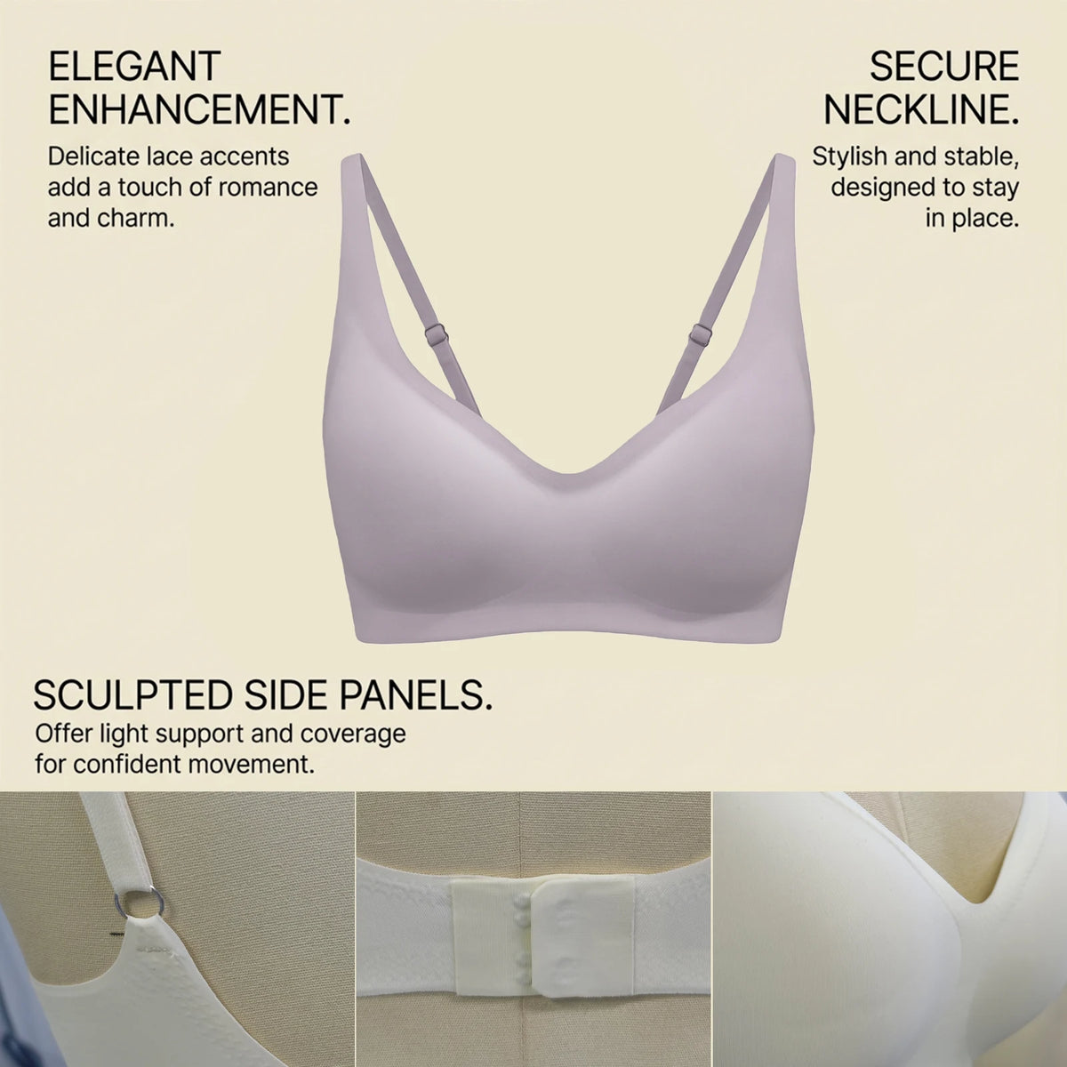 Zeriluna Seamless Push Up Bralette – Adjustable Sports Bra Sports Bralette PLUSH