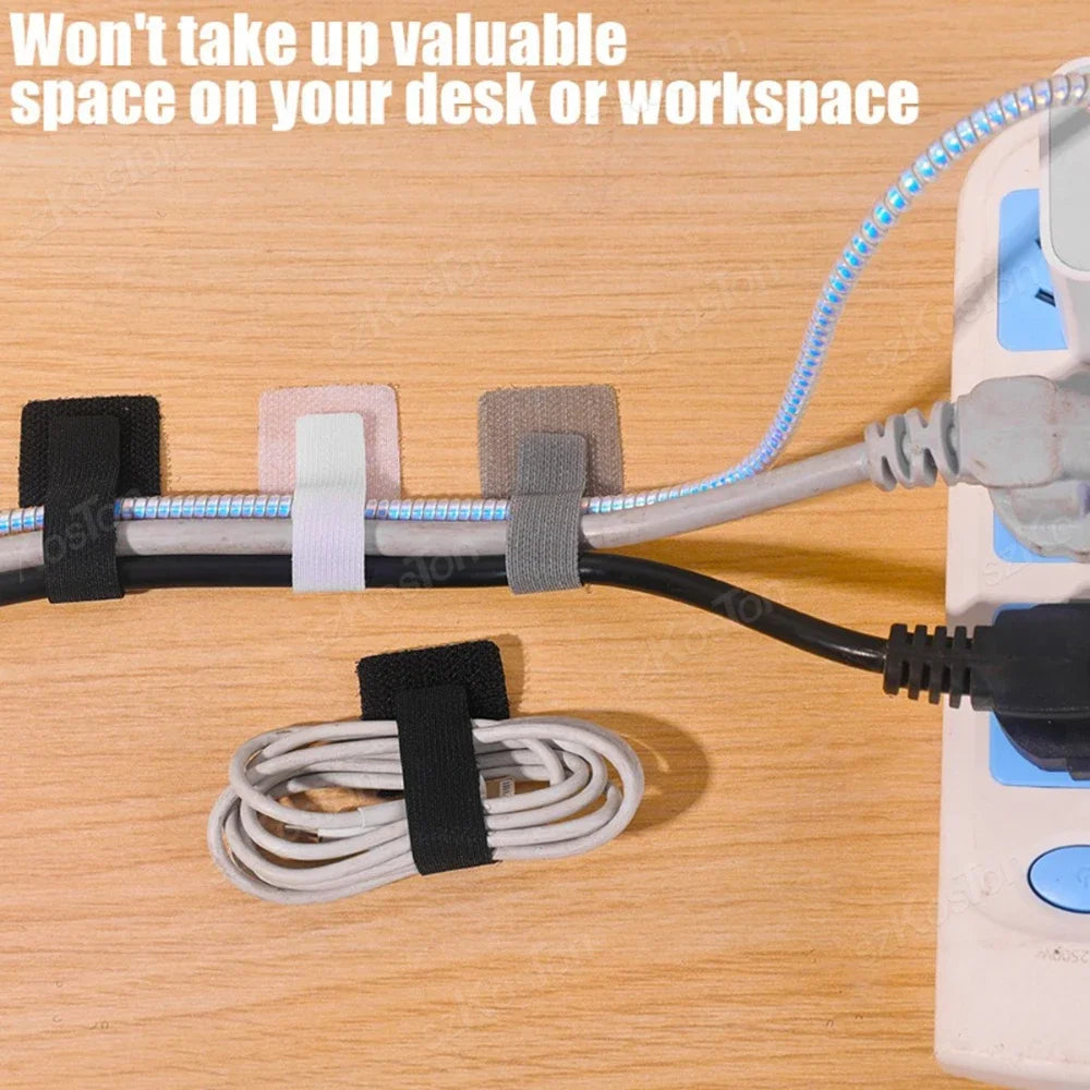 Reusable Hook & Loop Cable Ties | Self-Adhesive Wire Organizer Cable Ties Organizer PLUSH